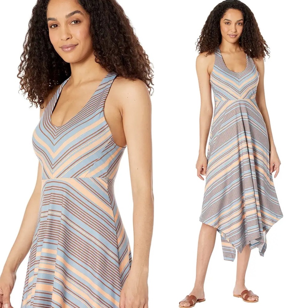 PrAna Saxon Athletic Dress in Red Clay Stripe Crossover
